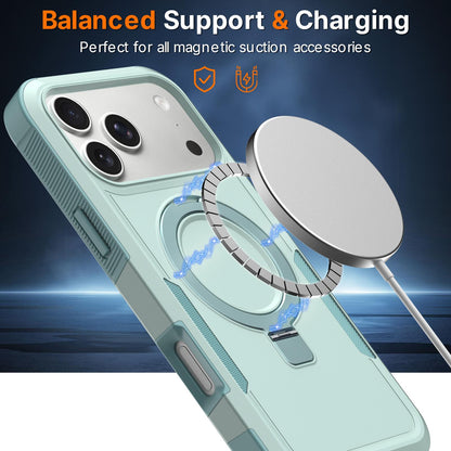 For iPhone 15 Shockproof Protective TPU Hybrid PC Ring Holder Magnetic Phone Case - Cyan - EDA010211808F