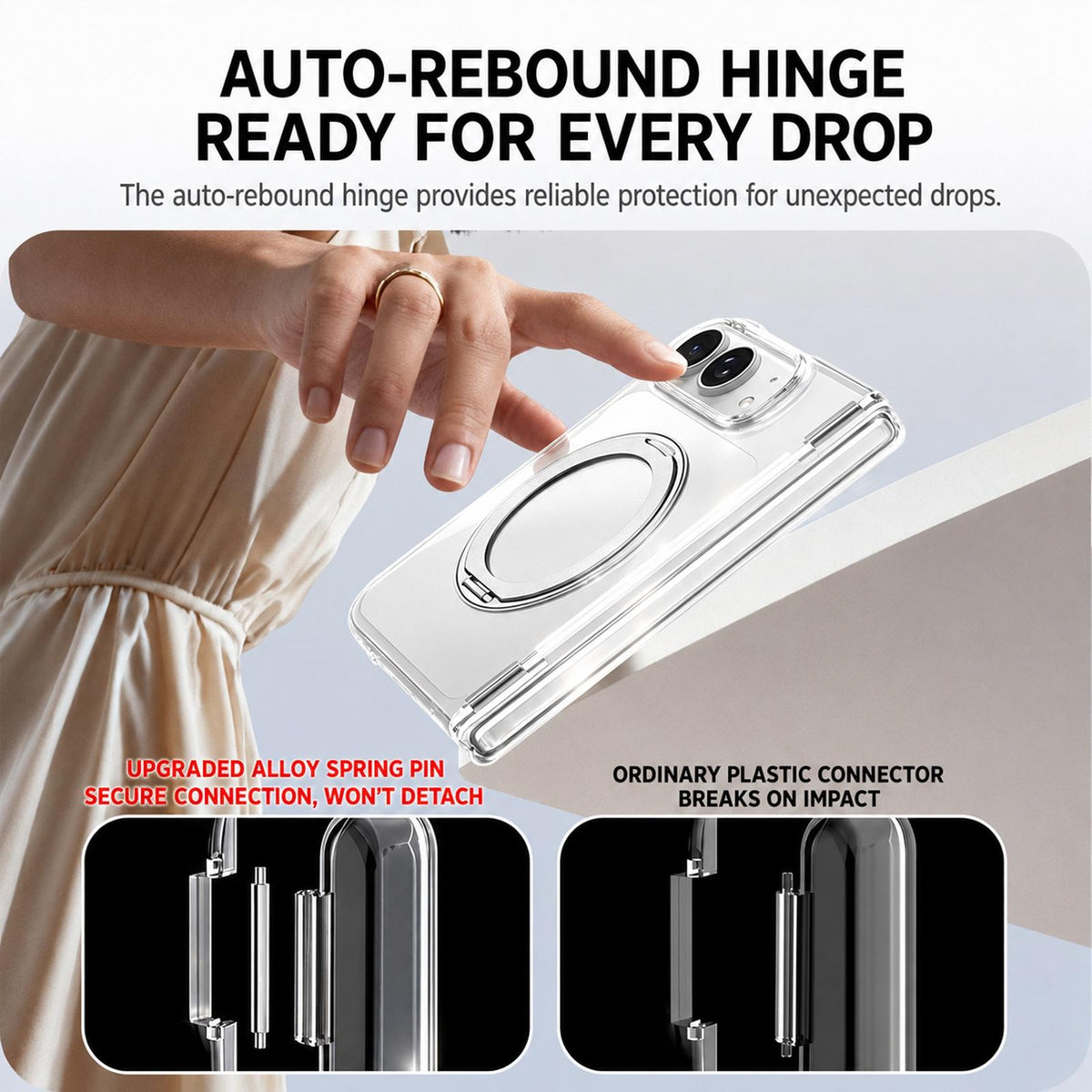 For iPhone Duo Crystal Clear Magnetic Phone Case with 360 Rotation Holder - Blue - EDA010213501A