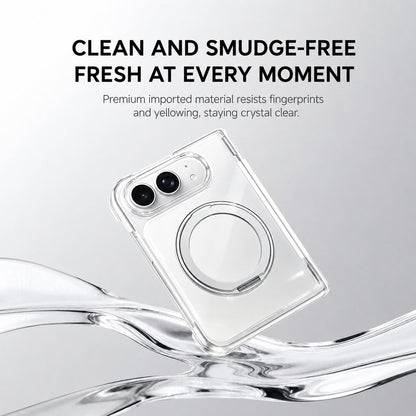 For iPhone Duo Crystal Clear Magnetic Phone Case with 360 Rotation Holder - Black - EDA010213501D