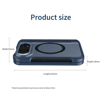 For iPhone Duo Integrated Skin-Friendly Magnetic Phone Case with Holder - Blue - EDA010213701A