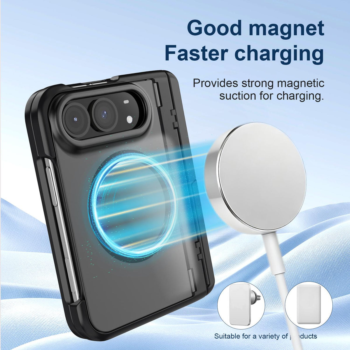 For iPhone Duo Integrated Skin-Friendly Magnetic Phone Case with Holder - Purple - EDA010213701C