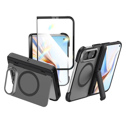 For iPhone Duo Integrated Skin-Friendly Magnetic Phone Case with Holder - Black - EDA010213701D