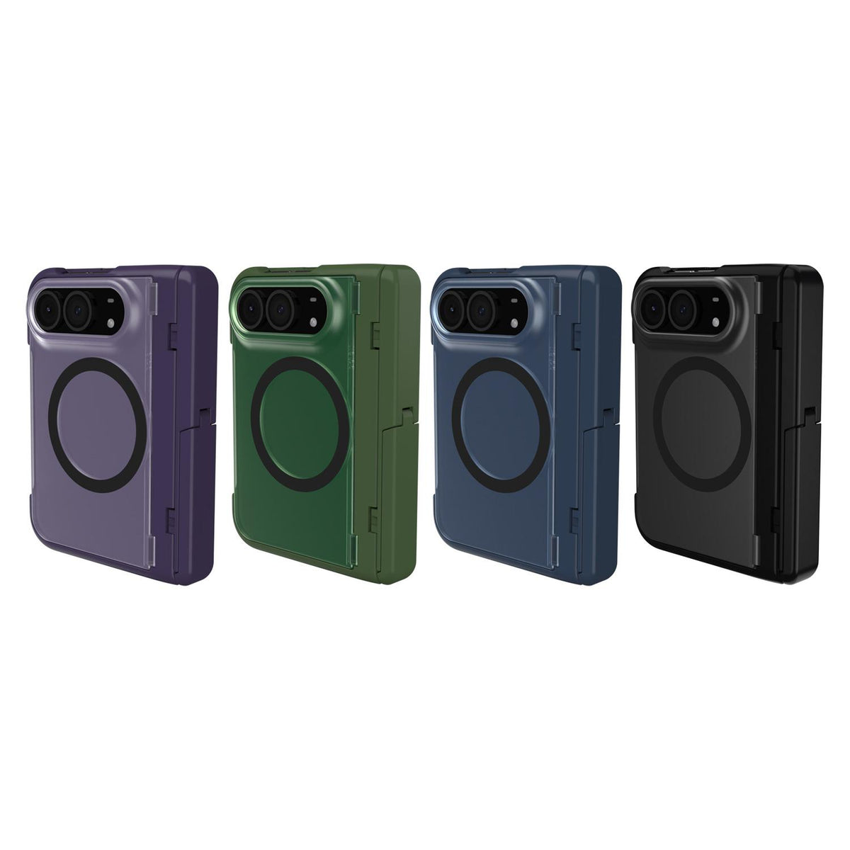 For iPhone Duo Integrated Skin-Friendly Magnetic Phone Case with Holder - Black - EDA010213701D