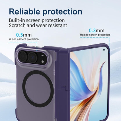 For iPhone Duo Integrated Skin-Friendly Magnetic Phone Case with Holder - Black - EDA010213701D