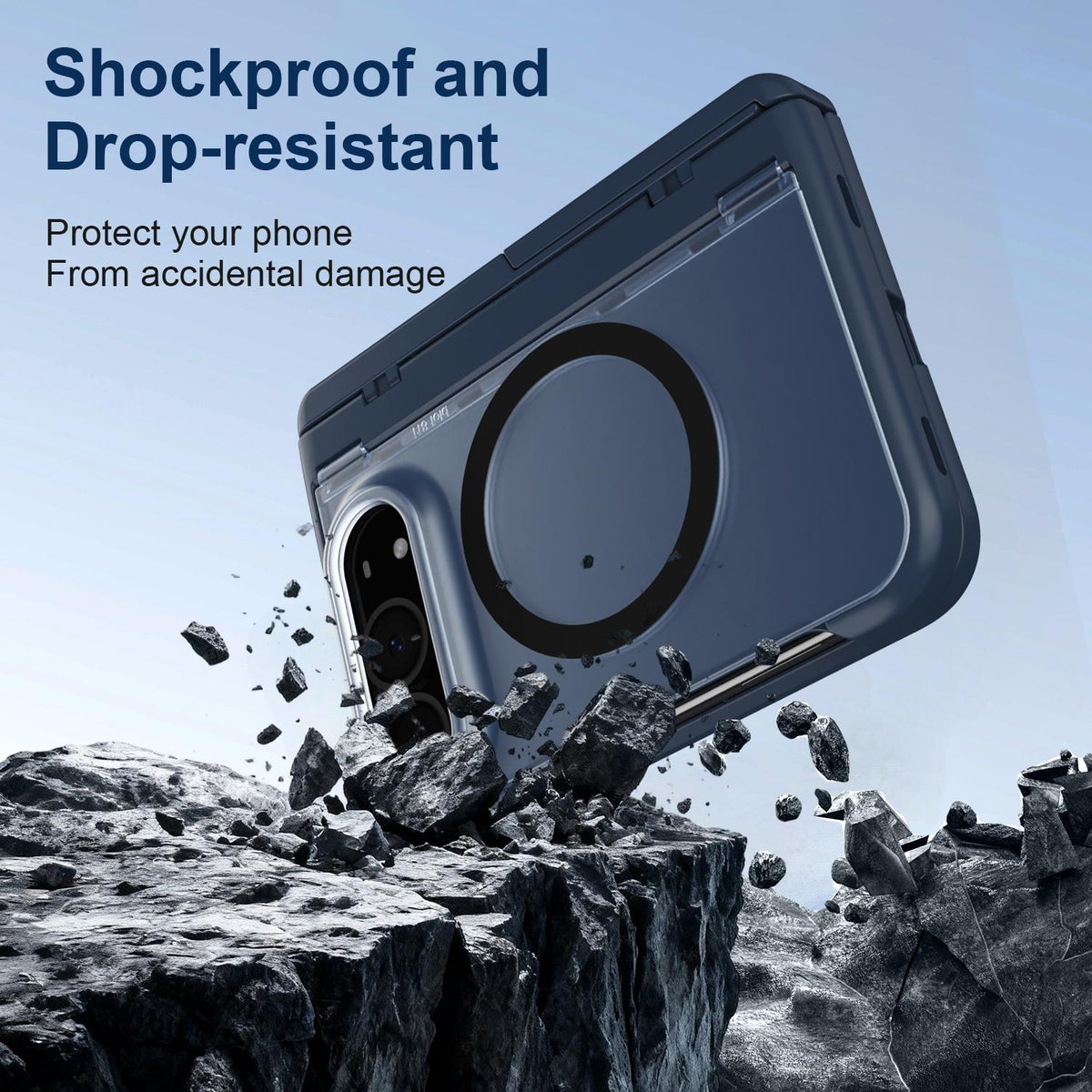 For iPhone Duo Integrated Skin-Friendly Magnetic Phone Case with Holder - Black - EDA010213701D