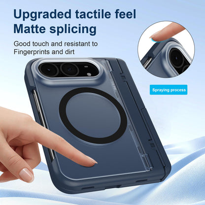 For iPhone Duo Integrated Skin-Friendly Magnetic Phone Case with Holder - Black - EDA010213701D
