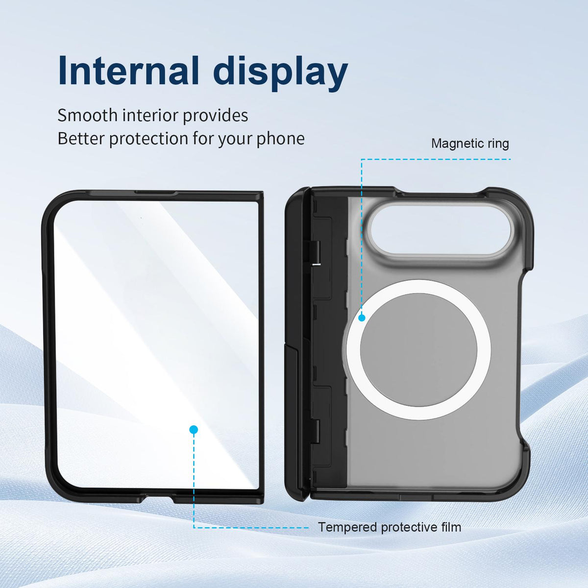 For iPhone Duo Integrated Skin-Friendly Magnetic Phone Case with Holder - Black - EDA010213701D