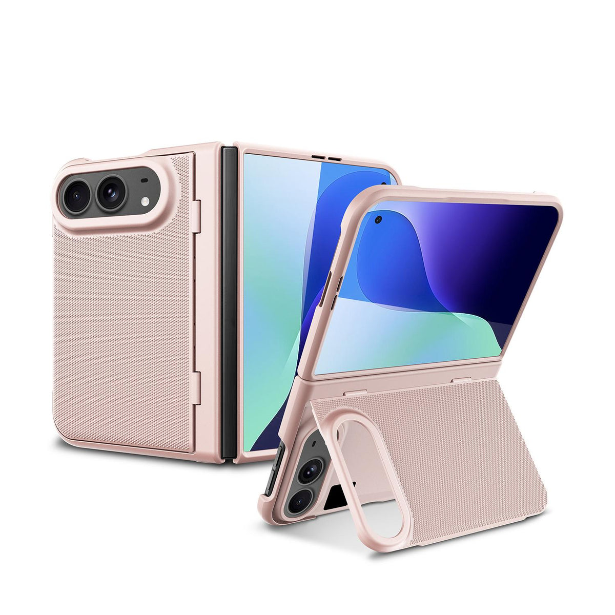 For iPhone Duo Integrated Flip Cover Holder Spray-Coated Finish Magnetic Phone Case - Gold - EDA010213901D