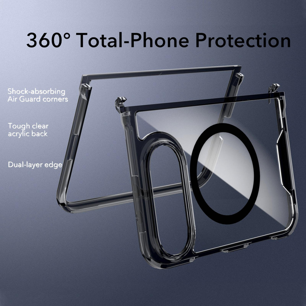 For iPhone Duo Crystal Acrylic Magnetic Phone Case - Black - EDA010214201A