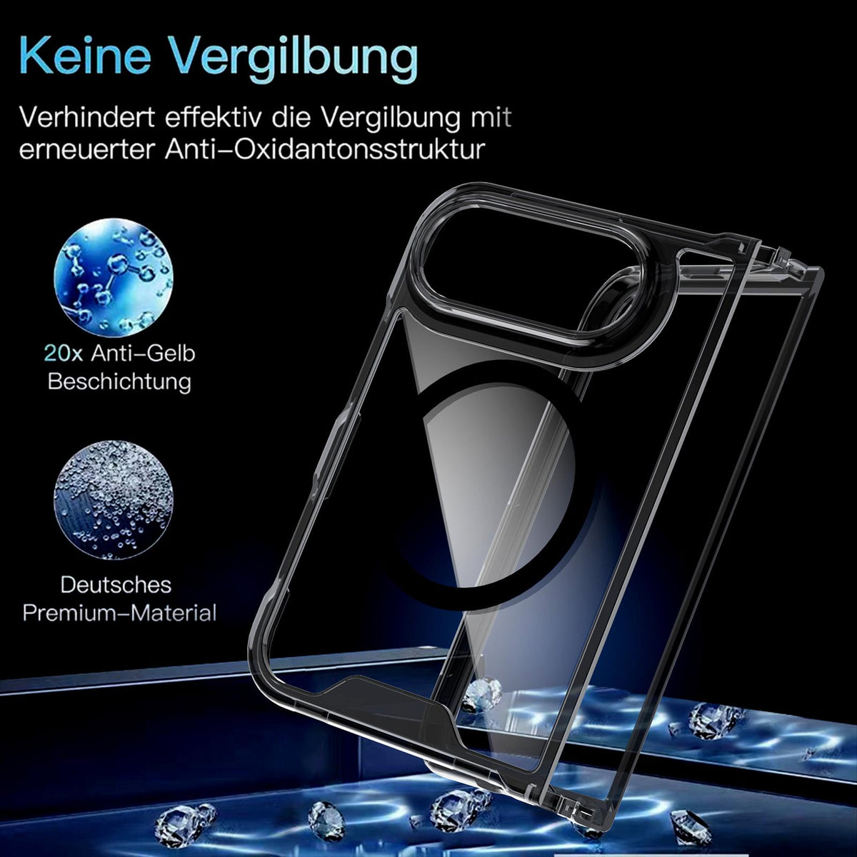 For iPhone Duo Crystal Acrylic Magnetic Phone Case - Black - EDA010214201A
