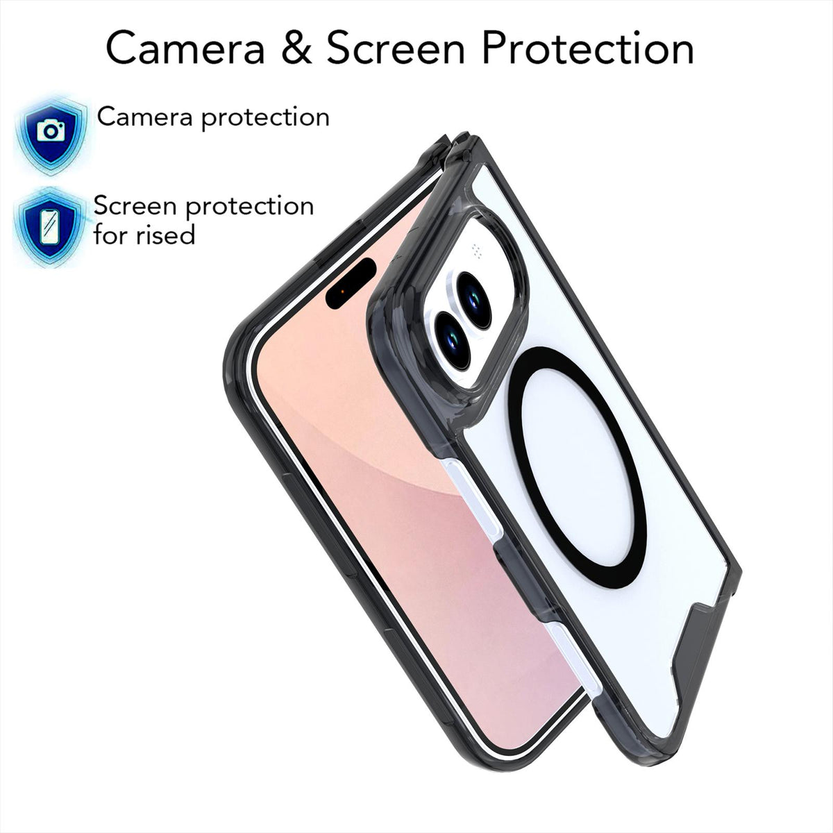 For iPhone Duo Crystal Acrylic Magnetic Phone Case - Black - EDA010214201A