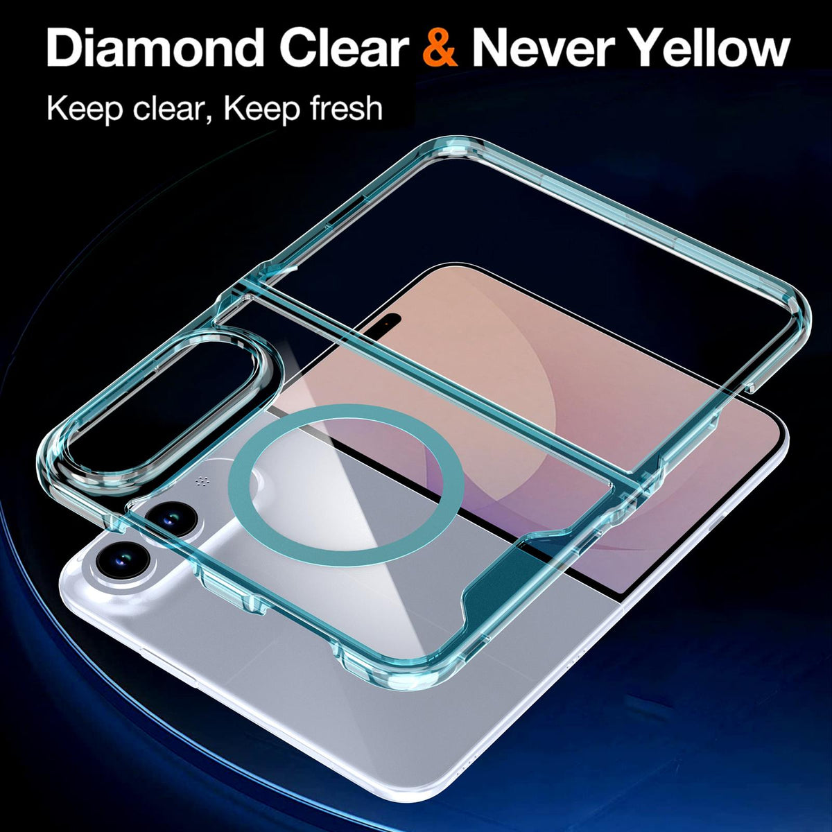For iPhone Duo Crystal Acrylic Magnetic Phone Case - Blue - EDA010214201B