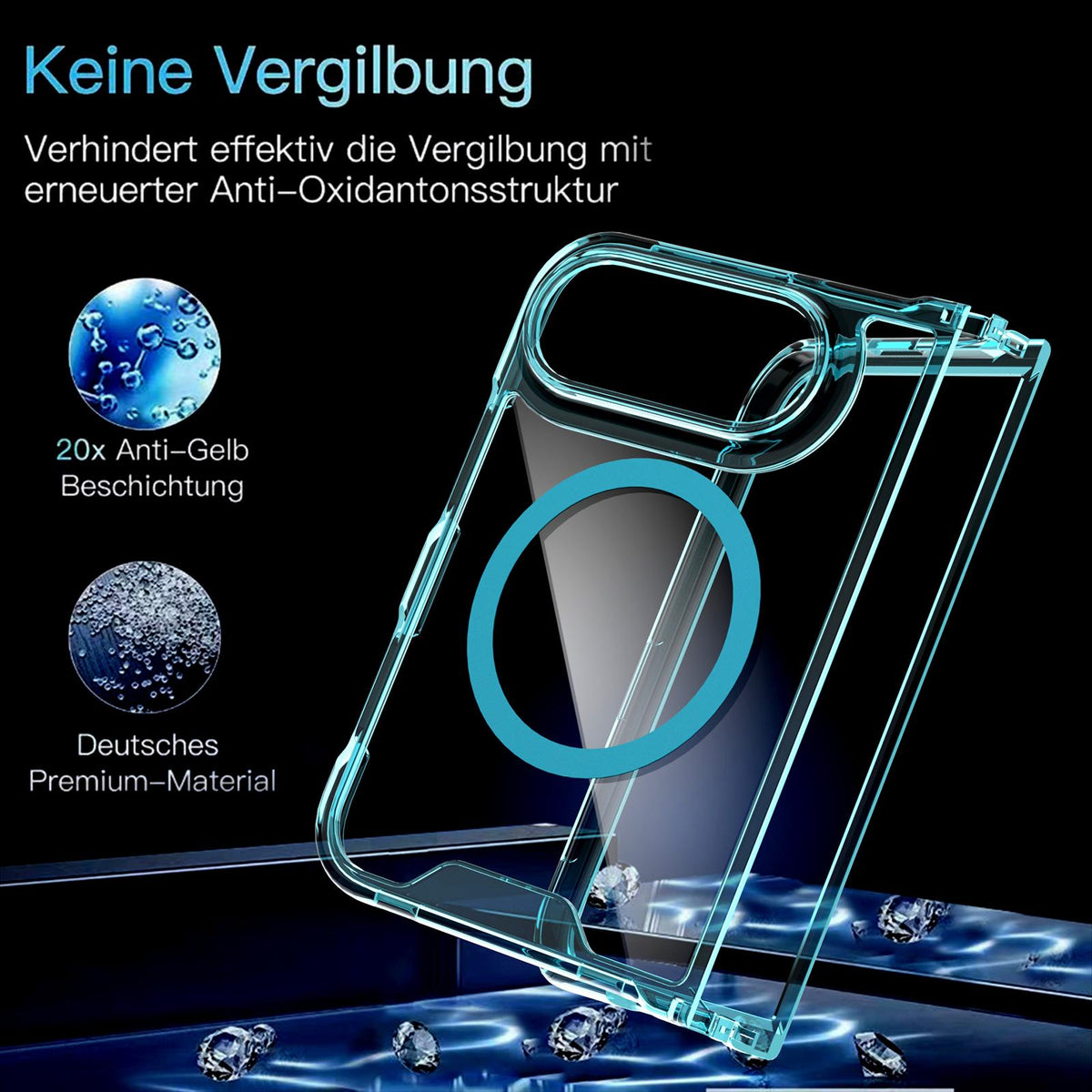 For iPhone Duo Crystal Acrylic Magnetic Phone Case - Blue - EDA010214201B