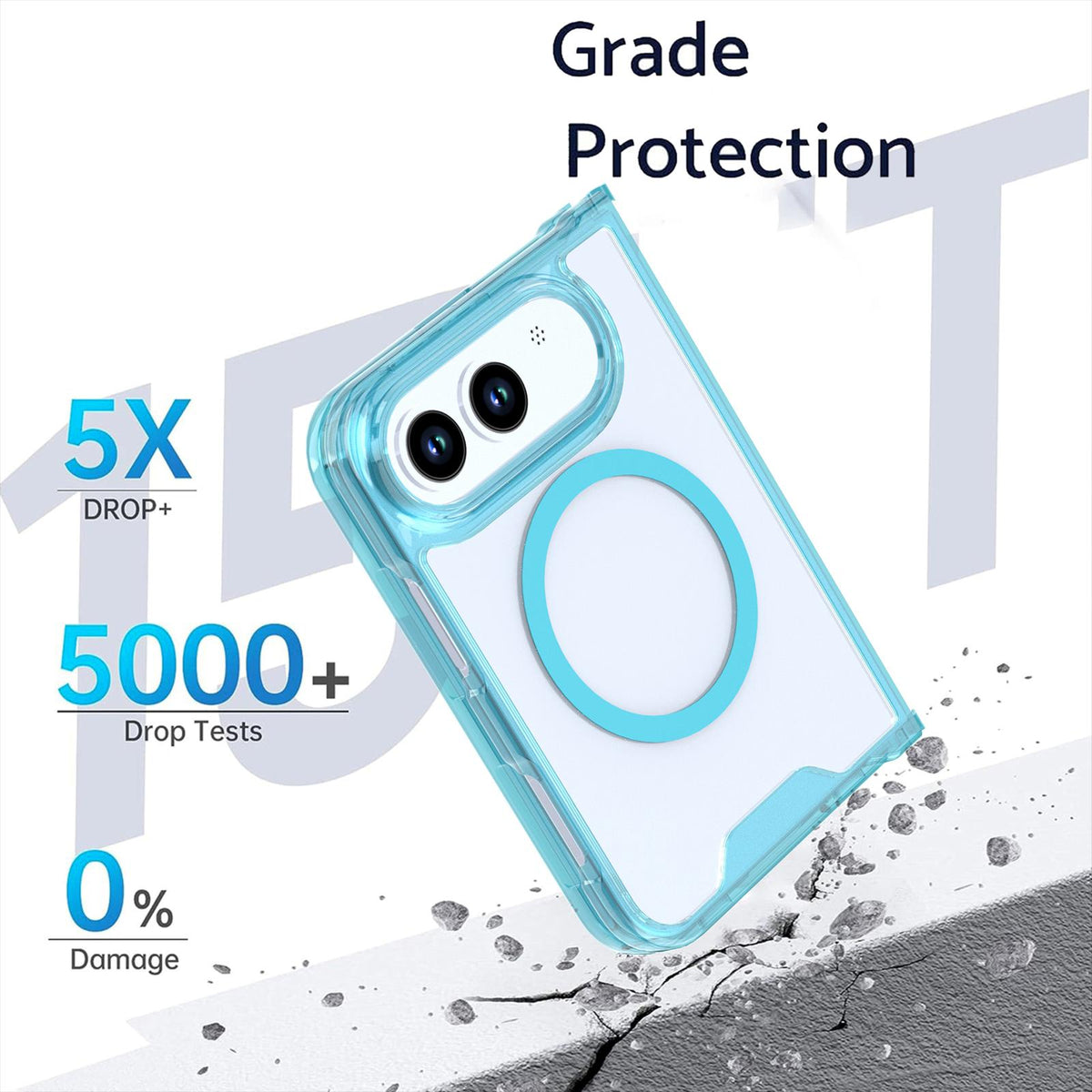 For iPhone Duo Crystal Acrylic Magnetic Phone Case - Blue - EDA010214201B