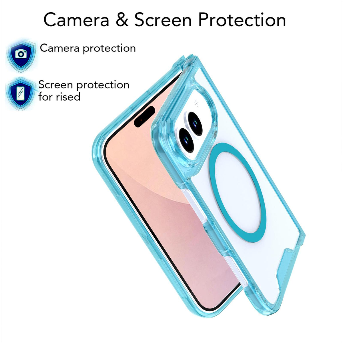 For iPhone Duo Crystal Acrylic Magnetic Phone Case - Blue - EDA010214201B