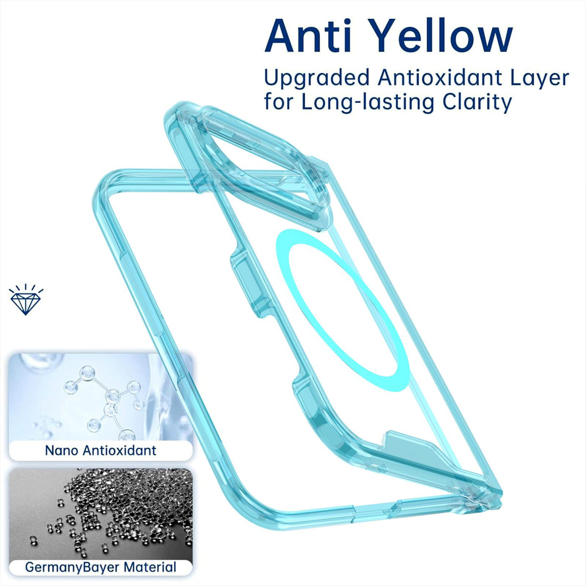 For iPhone Duo Crystal Acrylic Magnetic Phone Case - Blue - EDA010214201B