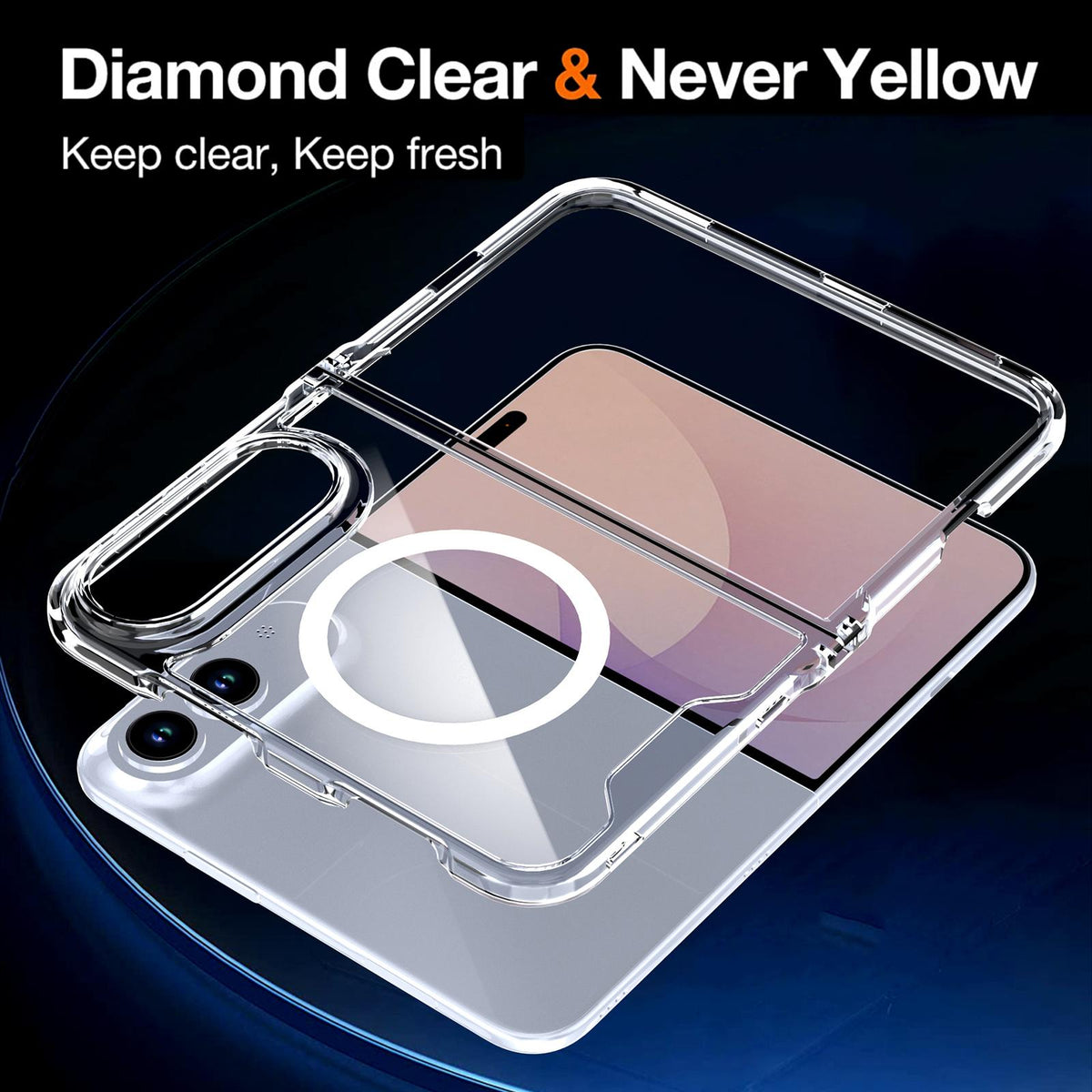 For iPhone Duo Crystal Acrylic Magnetic Phone Case - Transparent - EDA010214201C