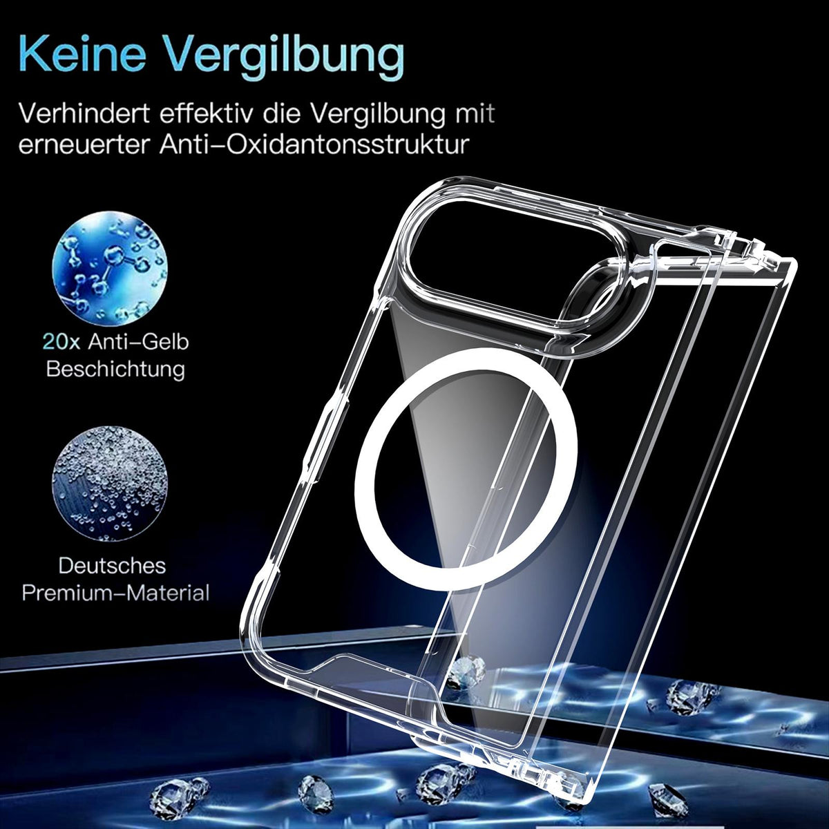For iPhone Duo Crystal Acrylic Magnetic Phone Case - Transparent - EDA010214201C