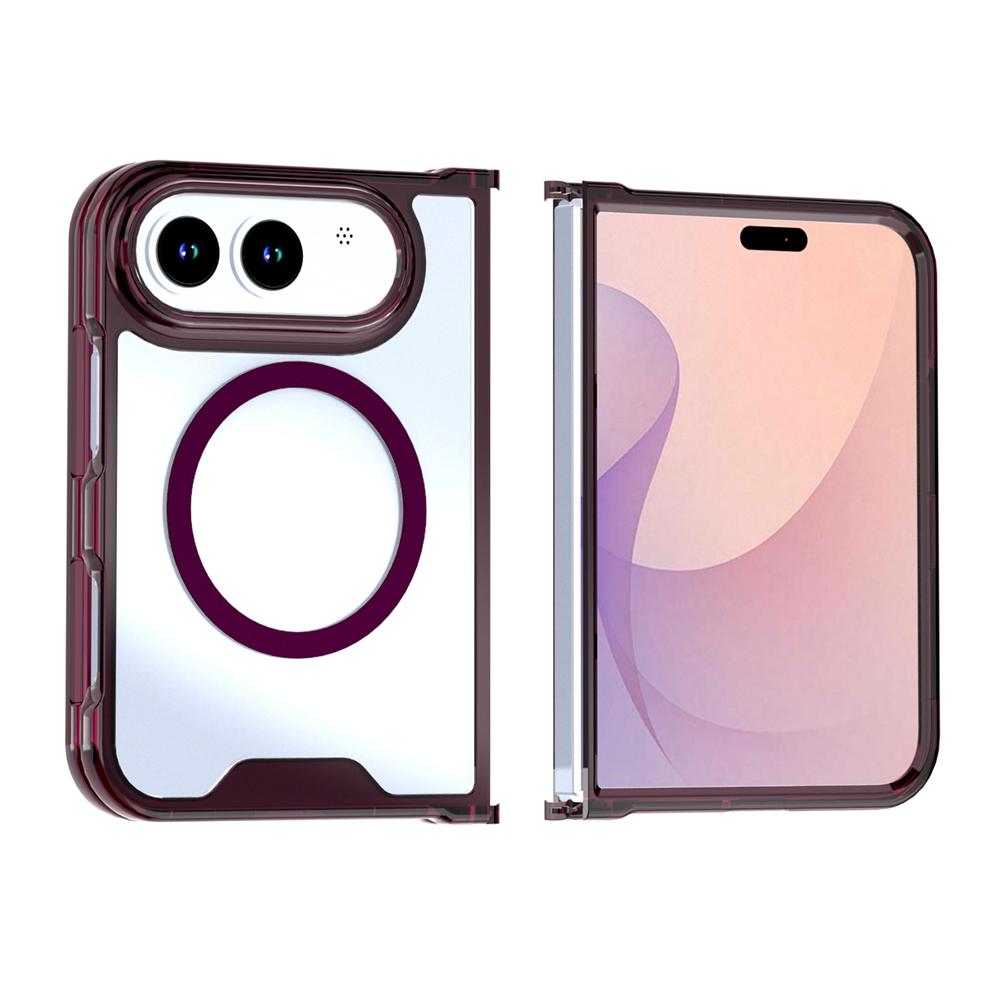 For iPhone Duo Crystal Acrylic Magnetic Phone Case - Cherry Red - EDA010214201D