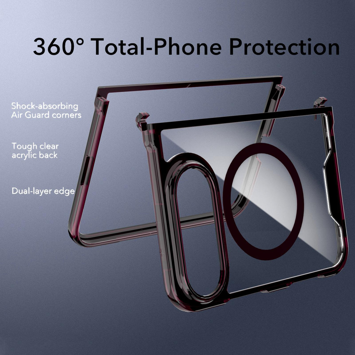 For iPhone Duo Crystal Acrylic Magnetic Phone Case - Cherry Red - EDA010214201D