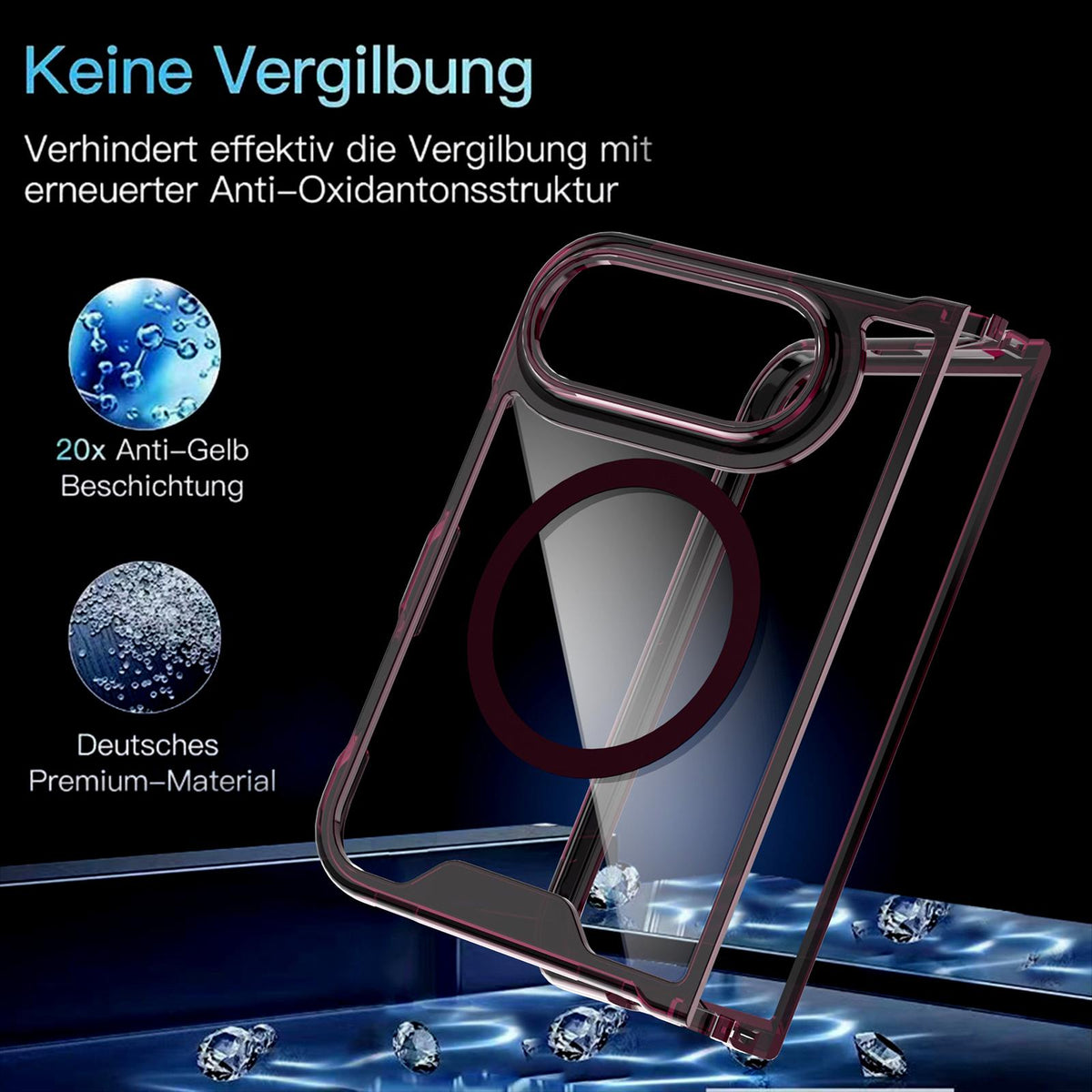 For iPhone Duo Crystal Acrylic Magnetic Phone Case - Cherry Red - EDA010214201D