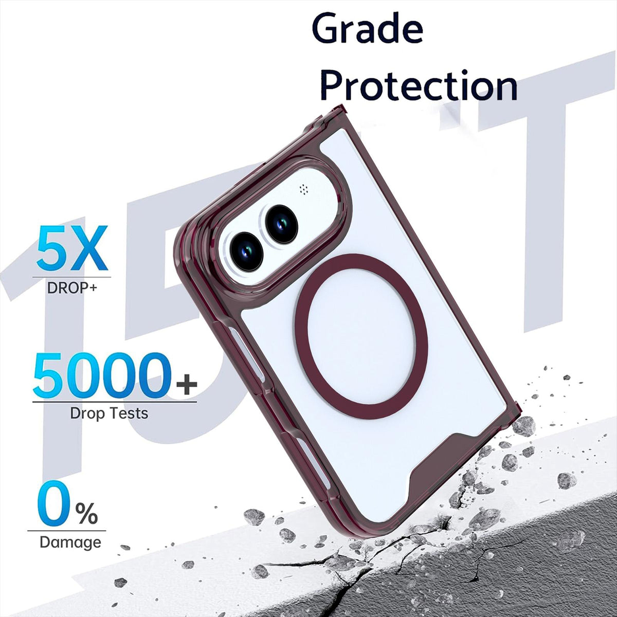 For iPhone Duo Crystal Acrylic Magnetic Phone Case - Cherry Red - EDA010214201D