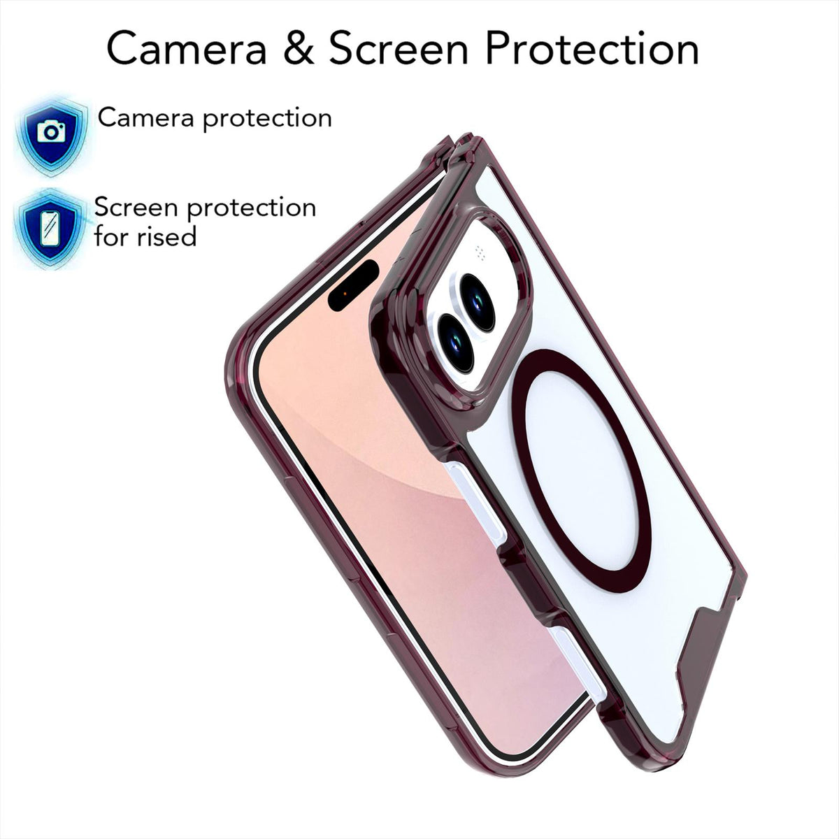 For iPhone Duo Crystal Acrylic Magnetic Phone Case - Cherry Red - EDA010214201D