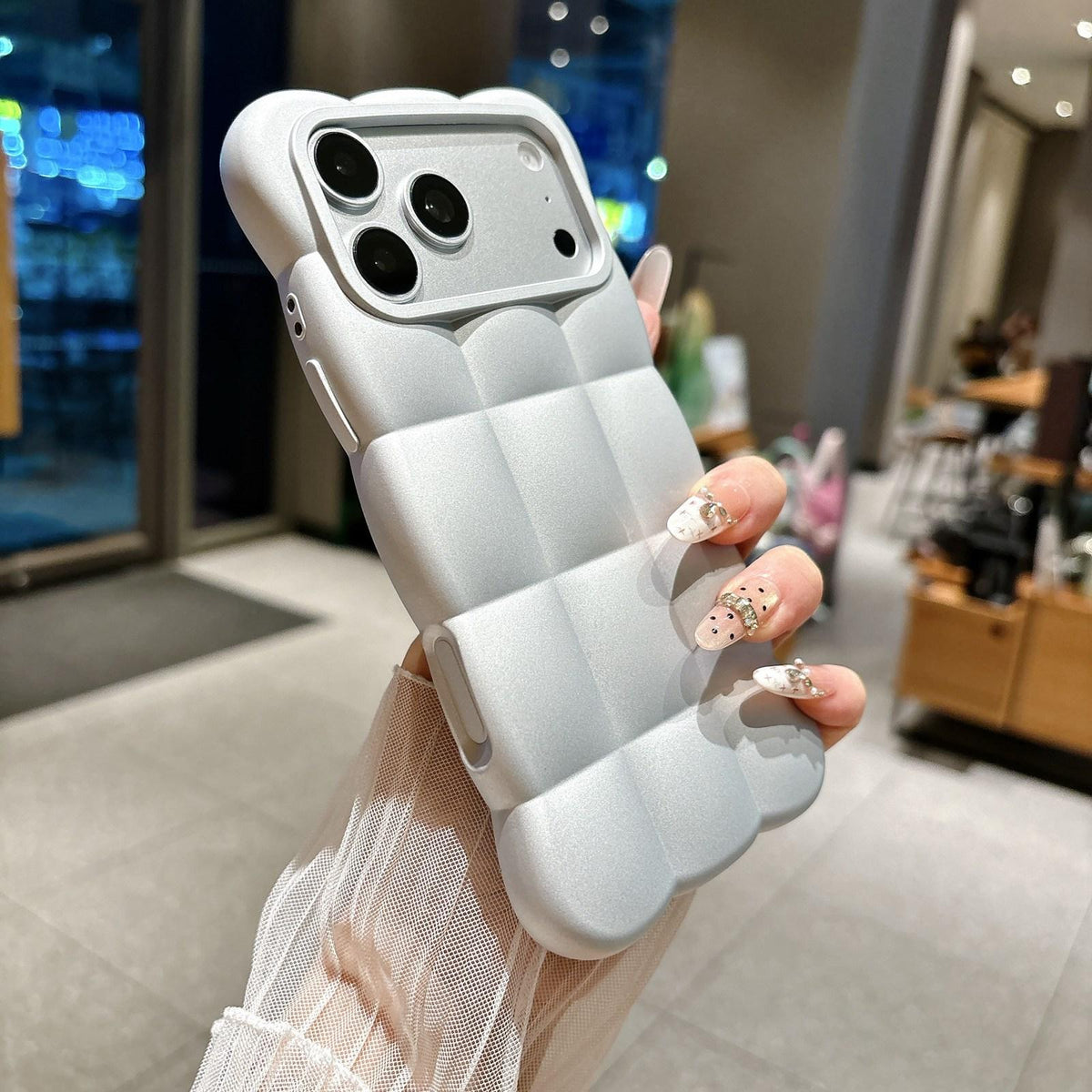 For iPhone 18 Solid Color Cloud Square TPU Phone Case - Silver White - EDA010214301F