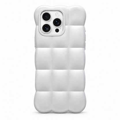 For iPhone 16 Pro Solid Color Cloud Square TPU Phone Case - Silver White - EDA010214308F