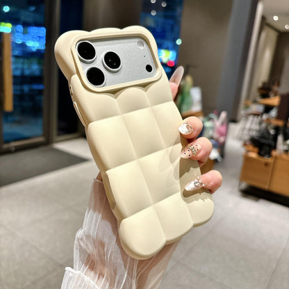 For iPhone 16 Solid Color Cloud Square TPU Phone Case - Beige Yellow - EDA010214310B