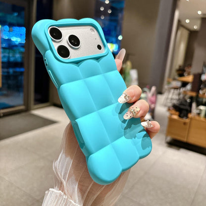 For iPhone 16 Solid Color Cloud Square TPU Phone Case - Sky Blue - EDA010214310E