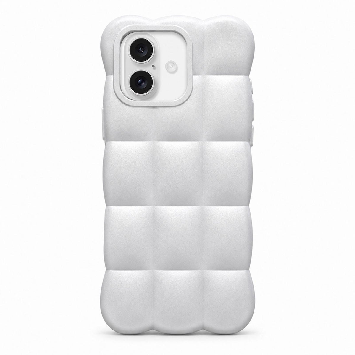 For iPhone 16 Solid Color Cloud Square TPU Phone Case - Silver White - EDA010214310F