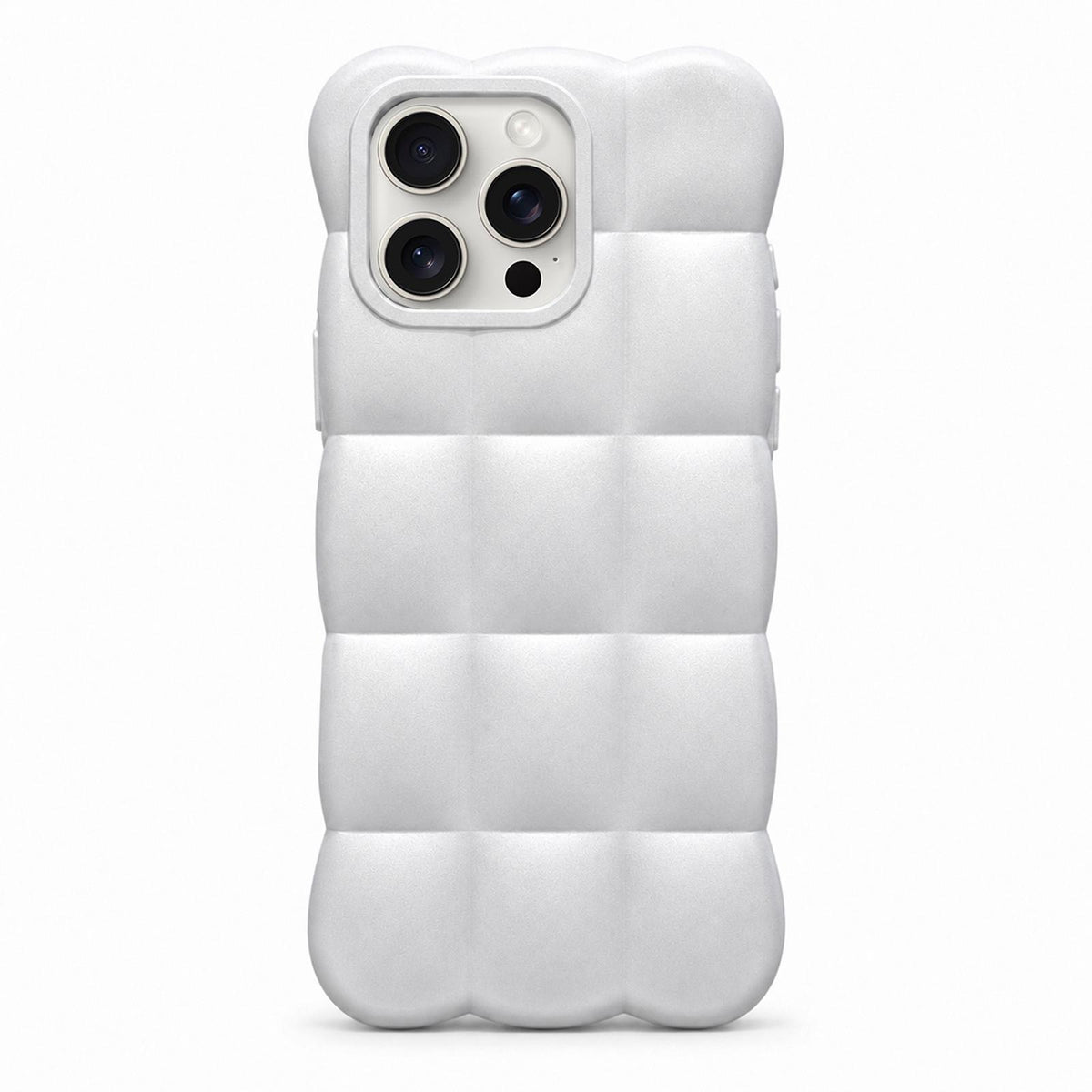 For iPhone 15 Pro Solid Color Cloud Square TPU Phone Case - Silver White - EDA010214312F