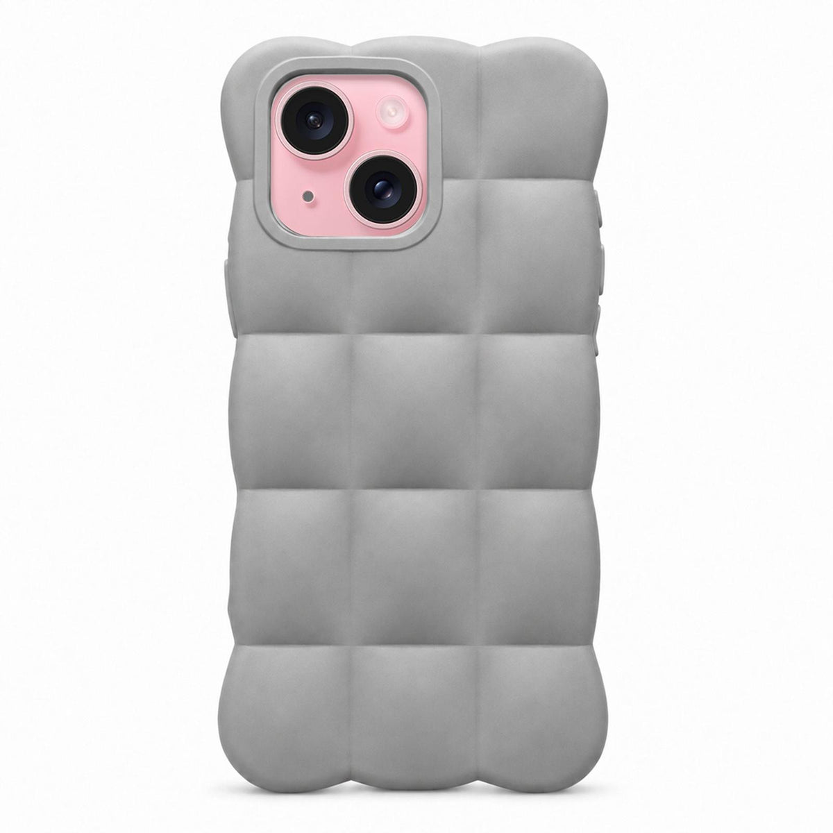 For iPhone 15 Solid Color Cloud Square TPU Phone Case - Grey - EDA010214314A