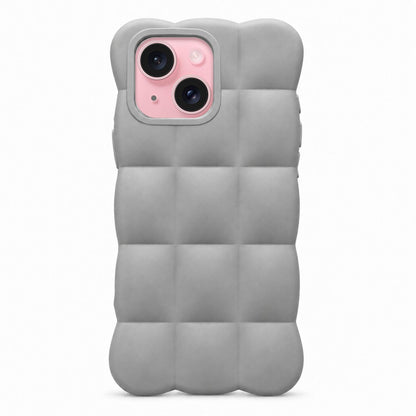 For iPhone 15 Solid Color Cloud Square TPU Phone Case - Grey - EDA010214314A