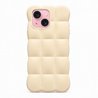 For iPhone 15 Solid Color Cloud Square TPU Phone Case - Beige Yellow - EDA010214314B