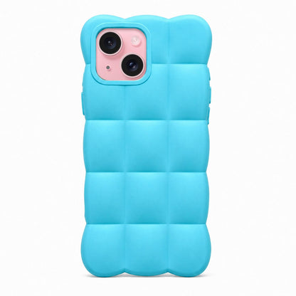 For iPhone 15 Solid Color Cloud Square TPU Phone Case - Sky Blue - EDA010214314E
