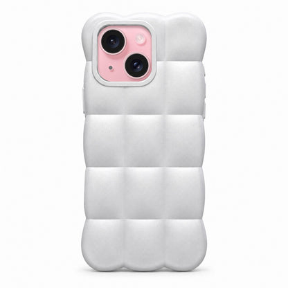 For iPhone 15 Solid Color Cloud Square TPU Phone Case - Silver White - EDA010214314F