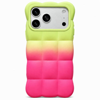 For iPhone 18 Pro Gradient Cloud Square TPU Phone Case - Green Rose Red - EDA010214802G