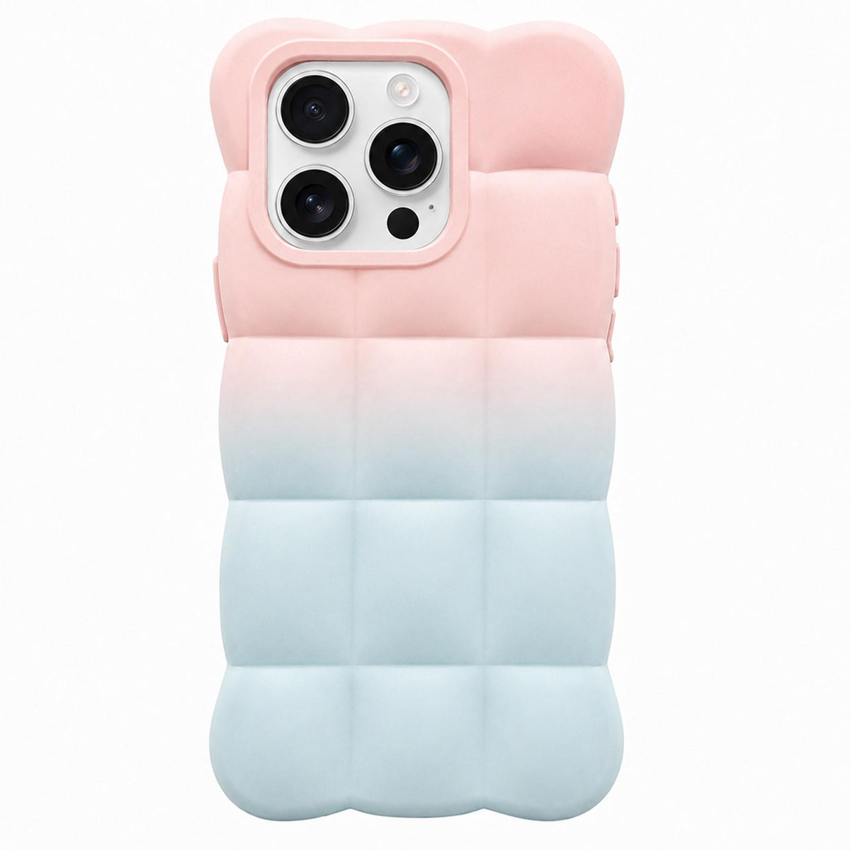 For iPhone 16 Pro Gradient Cloud Square TPU Phone Case - Pink Blue - EDA010214808E