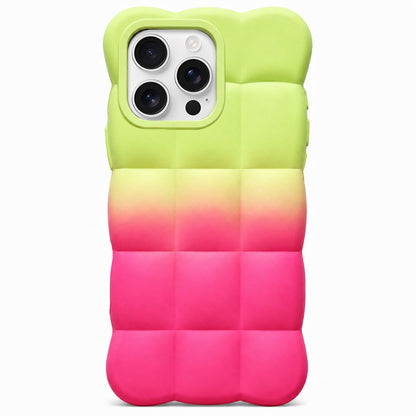 For iPhone 16 Pro Gradient Cloud Square TPU Phone Case - Green Rose Red - EDA010214808G