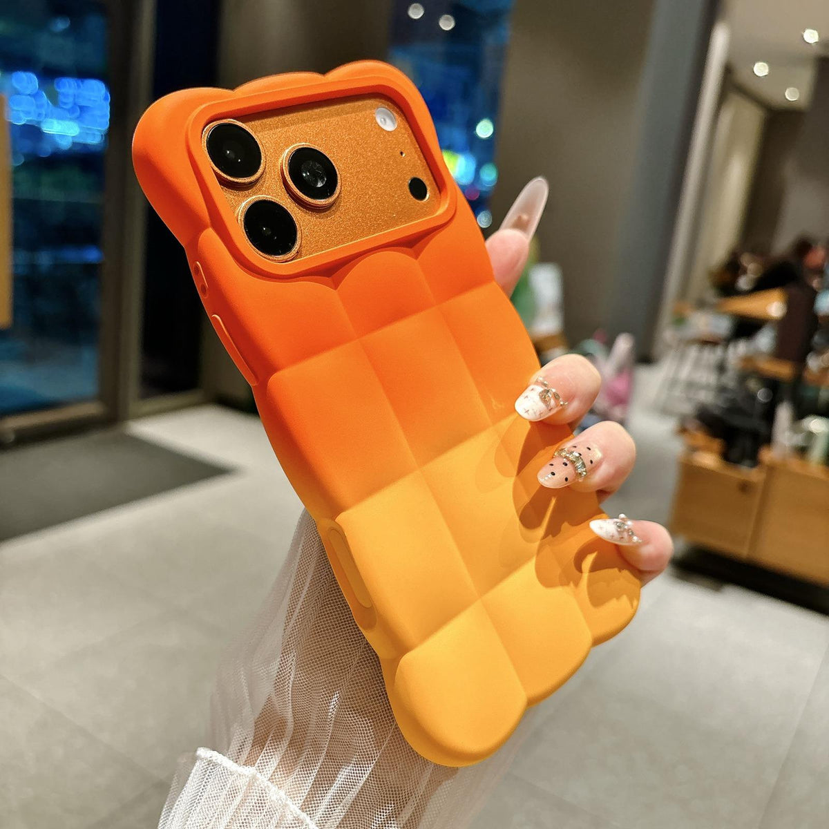 For iPhone 16 Plus Gradient Cloud Square TPU Phone Case - Orange Yellow - EDA010214809C