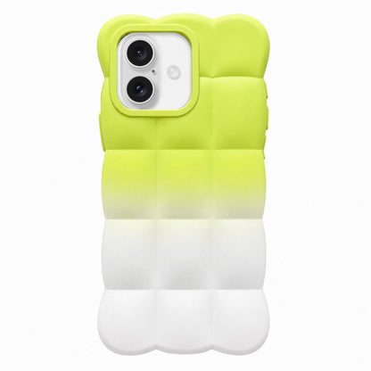 For iPhone 16 Plus Gradient Cloud Square TPU Phone Case - Green White - EDA010214809D