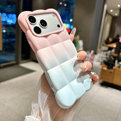 For iPhone 16 Gradient Cloud Square TPU Phone Case - Pink Blue - EDA010214810E