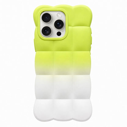 For iPhone 15 Pro Gradient Cloud Square TPU Phone Case - Green White - EDA010214812D