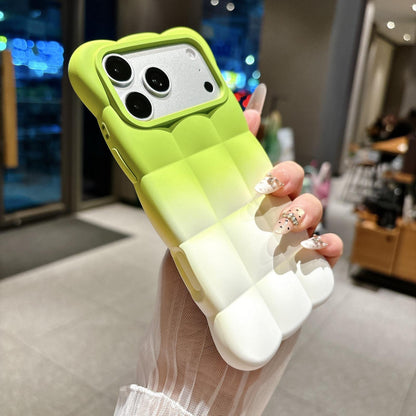 For iPhone 15 Pro Gradient Cloud Square TPU Phone Case - Green White - EDA010214812D
