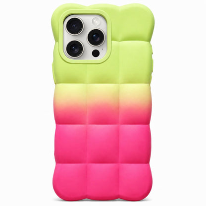 For iPhone 15 Pro Gradient Cloud Square TPU Phone Case - Green Rose Red - EDA010214812G