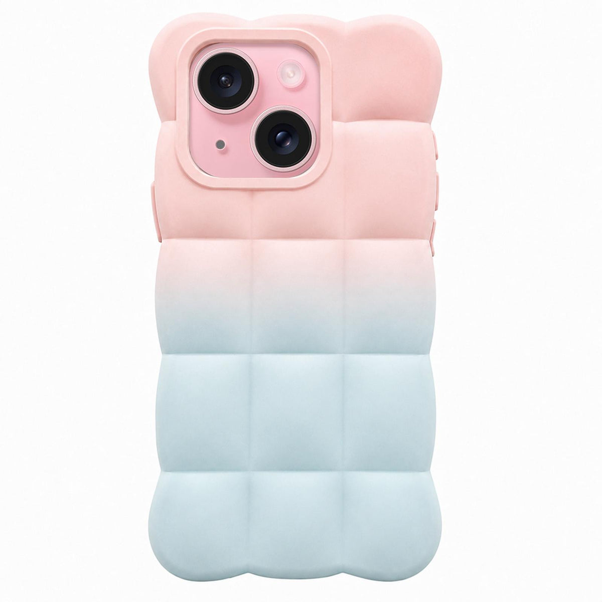 For iPhone 15 Plus Gradient Cloud Square TPU Phone Case - Pink Blue - EDA010214813E