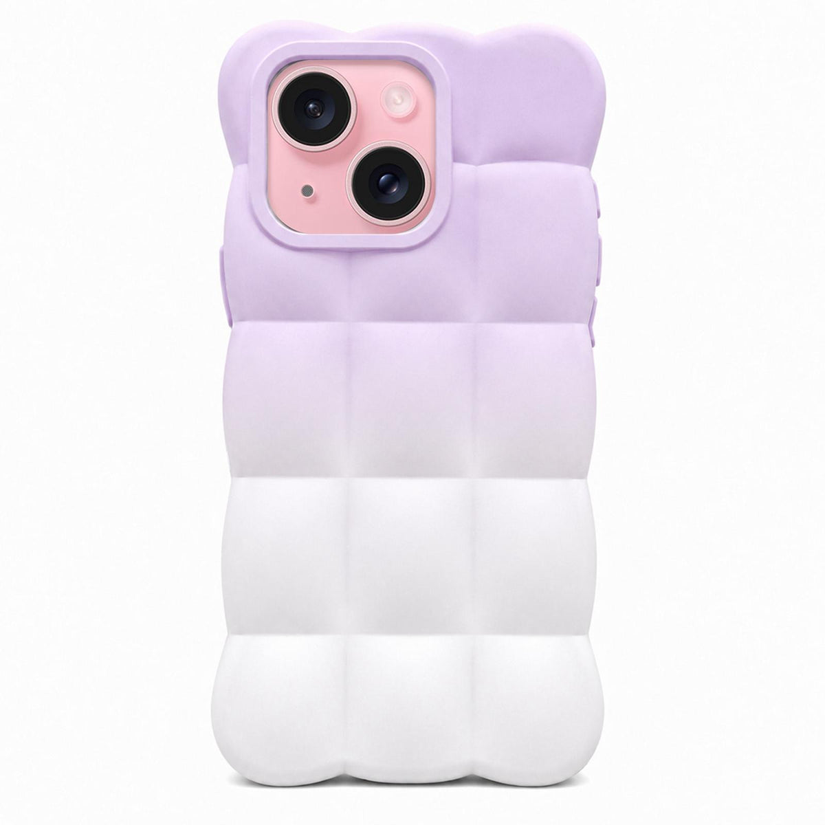 For iPhone 15 Gradient Cloud Square TPU Phone Case - Purple White - EDA010214814B
