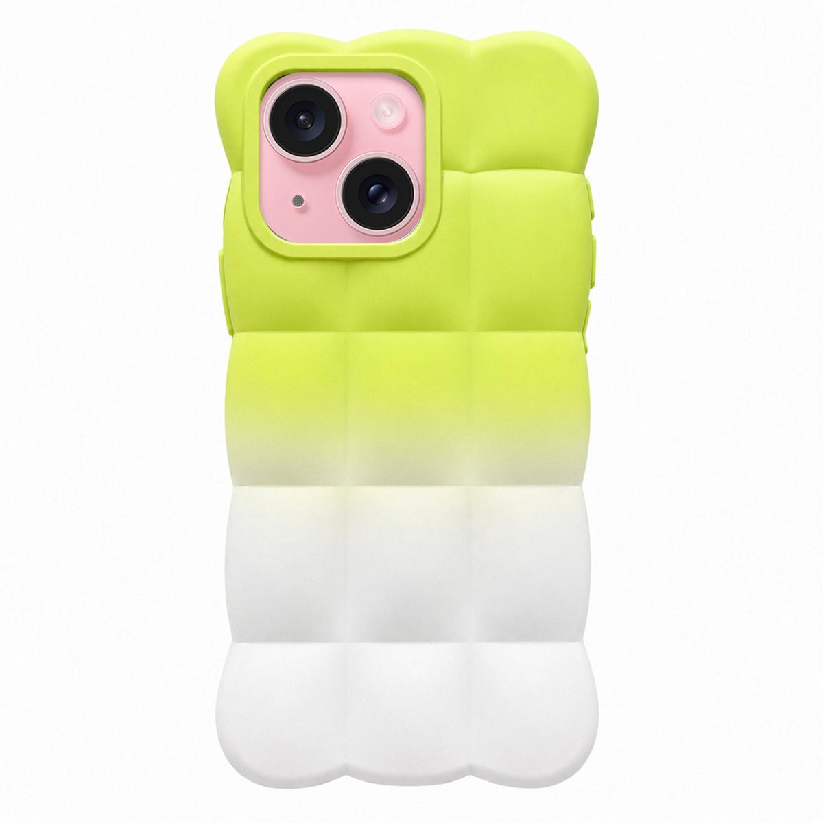 For iPhone 15 Gradient Cloud Square TPU Phone Case - Green White - EDA010214814D